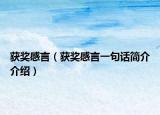 获奖感言（获奖感言一句话简介介绍）