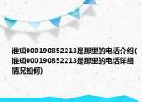 谁知000190852213是那里的电话介绍(谁知000190852213是那里的电话详细情况如何)