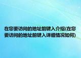 在您要访问的地址前键入介绍(在您要访问的地址前键入详细情况如何)