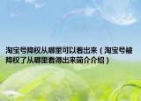 淘宝号降权从哪里可以看出来（淘宝号被降权了从哪里看得出来简介介绍）
