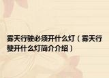 雾天行驶必须开什么灯（雾天行驶开什么灯简介介绍）