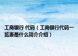 工商银行 代码（工商银行代码一览表是什么简介介绍）