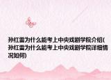 孙红雷为什么能考上中央戏剧学院介绍(孙红雷为什么能考上中央戏剧学院详细情况如何)