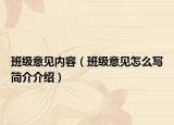 班级意见内容（班级意见怎么写简介介绍）