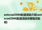 autocad2006的激活码介绍(autocad2006的激活码详细情况如何)