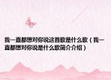 我一直都想对你说这首歌是什么歌（我一直都想对你说是什么歌简介介绍）