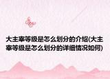 大主宰等级是怎么划分的介绍(大主宰等级是怎么划分的详细情况如何)