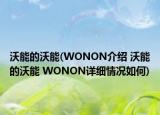 沃能的沃能(WONON介绍 沃能的沃能 WONON详细情况如何)