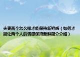 夫妻两个怎么样才能保持新鲜感（如何才能让两个人的情感保持新鲜简介介绍）