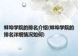 蚌埠学院的排名介绍(蚌埠学院的排名详细情况如何)