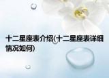 十二星座表介绍(十二星座表详细情况如何)