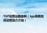 TGP设置远跳最新（tgp高跳如何设置简介介绍）