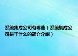 系统集成公司有哪些（系统集成公司是干什么的简介介绍）
