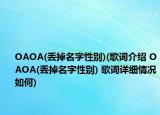 OAOA(丢掉名字性别)(歌词介绍 OAOA(丢掉名字性别) 歌词详细情况如何)
