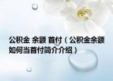公积金 余额 首付（公积金余额如何当首付简介介绍）