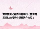 再黑再黑式的词语有哪些（再黑再黑类似的词语有哪些简介介绍）