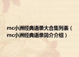 mc小洲经典语录大合集列表（mc小洲经典语录简介介绍）