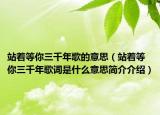 站着等你三千年歌的意思（站着等你三千年歌词是什么意思简介介绍）
