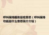 呼叫保持服务是啥意思（呼叫保持功能是什么意思简介介绍）