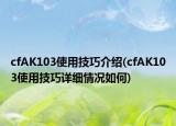 cfAK103使用技巧介绍(cfAK103使用技巧详细情况如何)