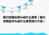 格力空调出来fo是什么意思（格力空调显示fo是什么意思简介介绍）