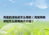 淘宝的津贴是怎么用的（淘宝购物津贴怎么使用简介介绍）