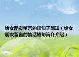 给女朋友留言的短句子简短（给女朋友留言的情话短句简介介绍）
