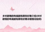 乡村剧情的电视剧有那些好看介绍(乡村剧情的电视剧有那些好看详细情况如何)