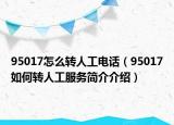 95017怎么转人工电话（95017如何转人工服务简介介绍）