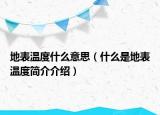 地表温度什么意思（什么是地表温度简介介绍）