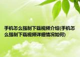 手机怎么强制下载视频介绍(手机怎么强制下载视频详细情况如何)