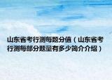 山东省考行测每题分值（山东省考行测每部分题量有多少简介介绍）