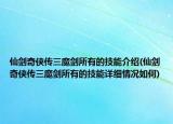 仙剑奇侠传三魔剑所有的技能介绍(仙剑奇侠传三魔剑所有的技能详细情况如何)