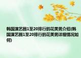 韩国演艺圈1至20排行的花美男介绍(韩国演艺圈1至20排行的花美男详细情况如何)