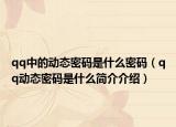 qq中的动态密码是什么密码（qq动态密码是什么简介介绍）