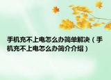 手机充不上电怎么办简单解决（手机充不上电怎么办简介介绍）