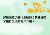 梦见迷路了是什么征兆（梦到迷路了是什么征兆简介介绍）