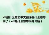 elf是什么意思中文翻译是什么意思啊了（elf是什么意思简介介绍）