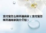 支付宝怎么样开通商家（支付宝怎样开通商家简介介绍）
