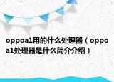 oppoa1用的什么处理器（oppoa1处理器是什么简介介绍）