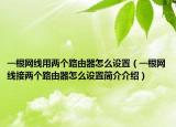 一根网线用两个路由器怎么设置（一根网线接两个路由器怎么设置简介介绍）