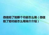 微信拍了拍那个功能怎么用（微信拍了拍功能怎么用简介介绍）