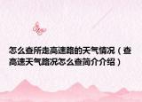 怎么查所走高速路的天气情况（查高速天气路况怎么查简介介绍）