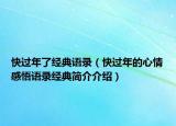 快过年了经典语录（快过年的心情感悟语录经典简介介绍）