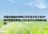 中国中信股份有限公司企业文化介绍(中国中信股份有限公司企业文化详细情况如何)