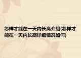 怎样才能在一天内长高介绍(怎样才能在一天内长高详细情况如何)