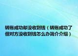 转账成功却没收到钱（转账成功了但对方没收到钱怎么办简介介绍）