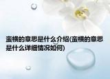 蛮横的意思是什么介绍(蛮横的意思是什么详细情况如何)