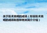 关于医术高明的成语（形容医术高明的成语和杏林有关简介介绍）