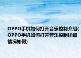 OPPO手机如何打开音乐控制介绍(OPPO手机如何打开音乐控制详细情况如何)